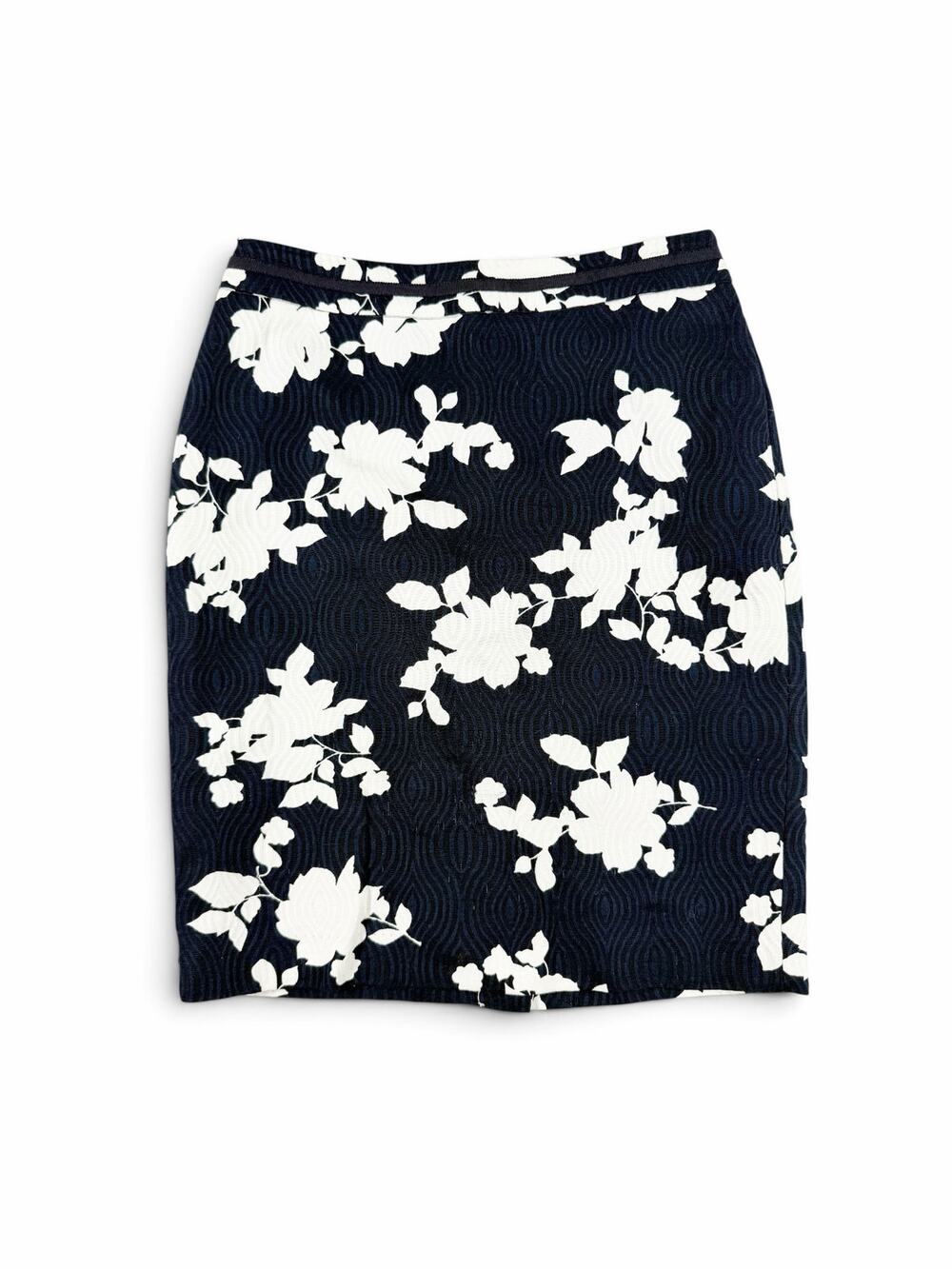 Talbots Petites Women’s Floral Pencil Skirt Navy White Size 4P 4 petite